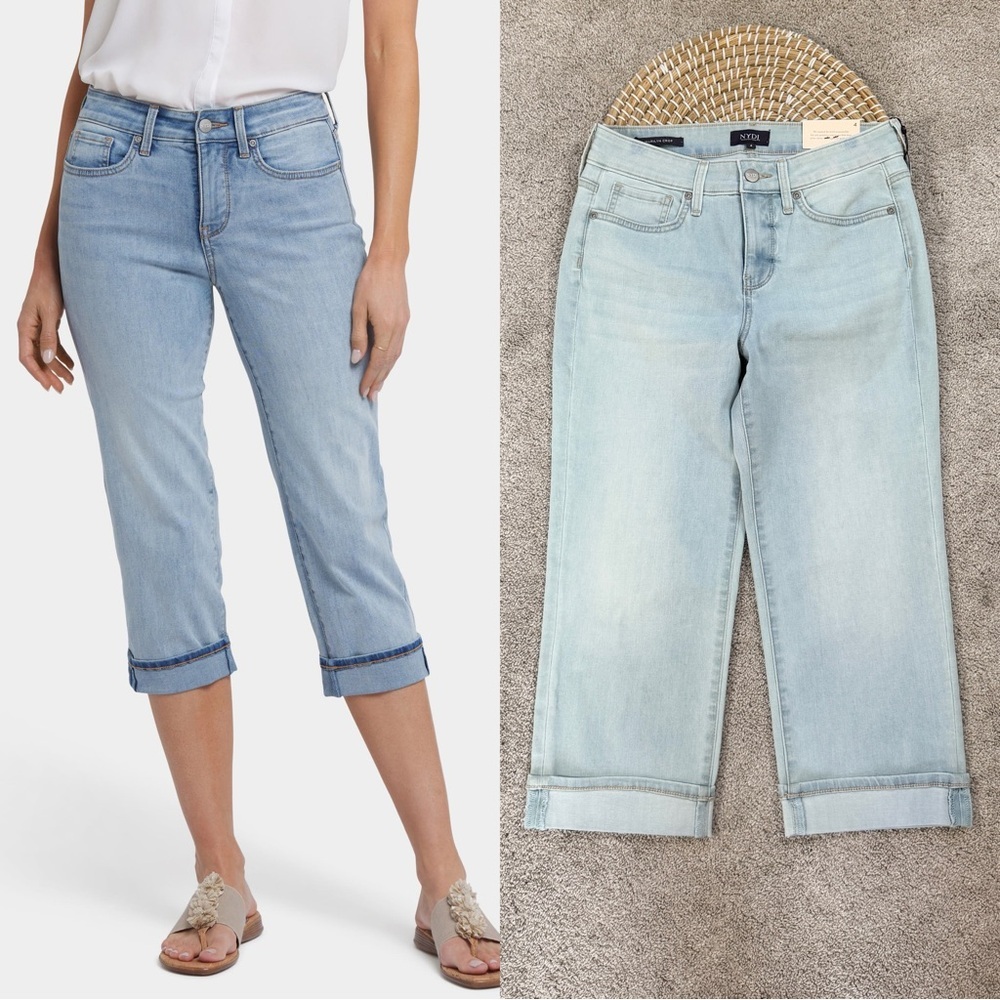 NWT NYDJ Women’s Marilyn Crop Cuff Denim Jeans Liftxtuck in Ocean Front 4